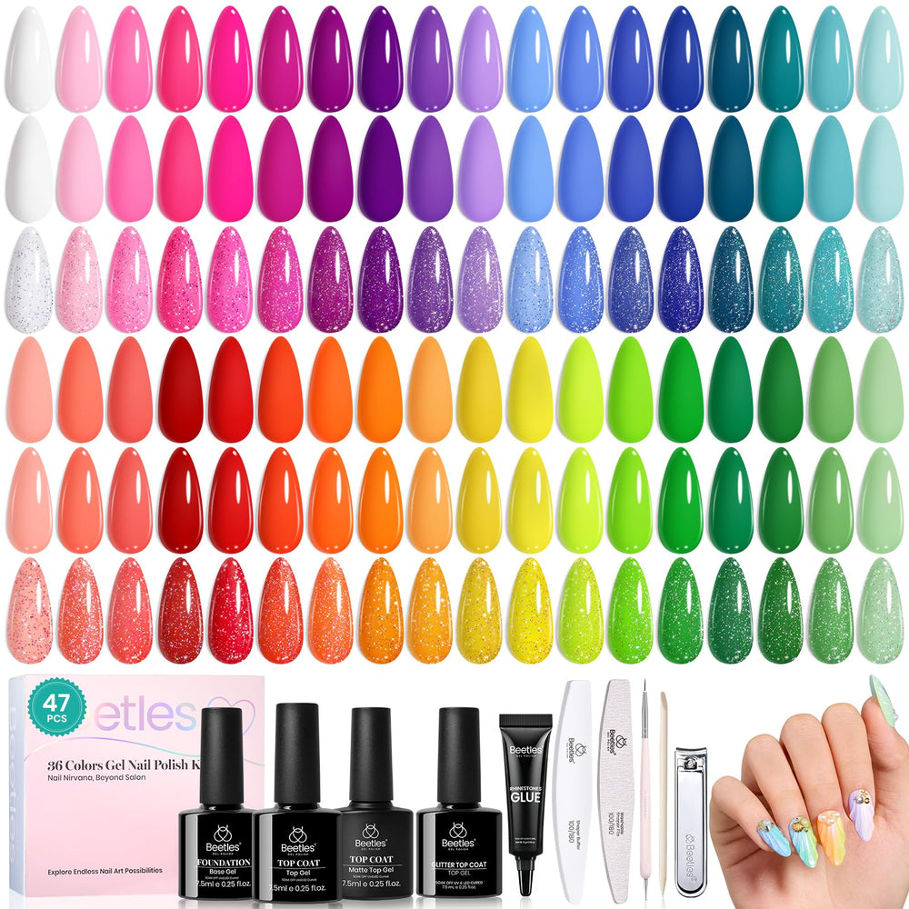 Beetles Spring Gel Polish Set with 36 shades for versatile at-home nail art.