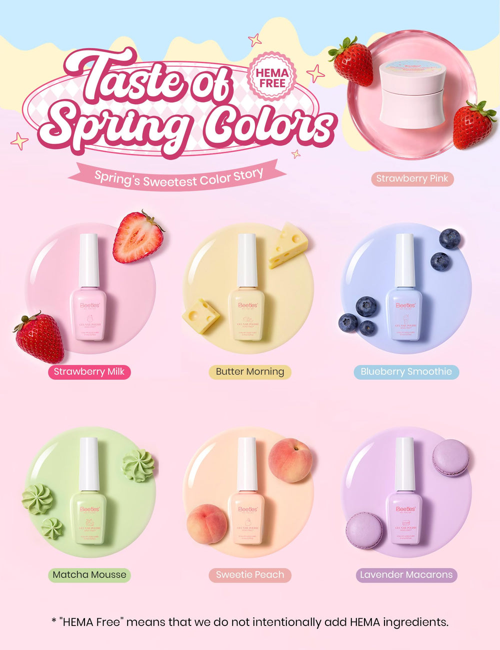 Beetles Taste of Spring base coat and top coat set for long-lasting shine at home