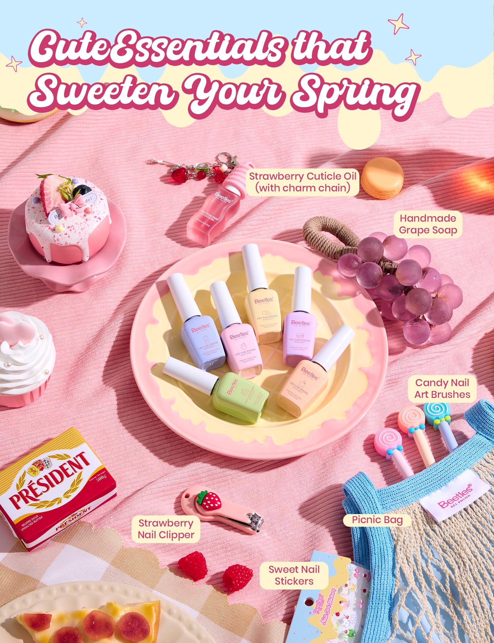 Beetles Taste of Spring strawberry scented cuticle oil and charm