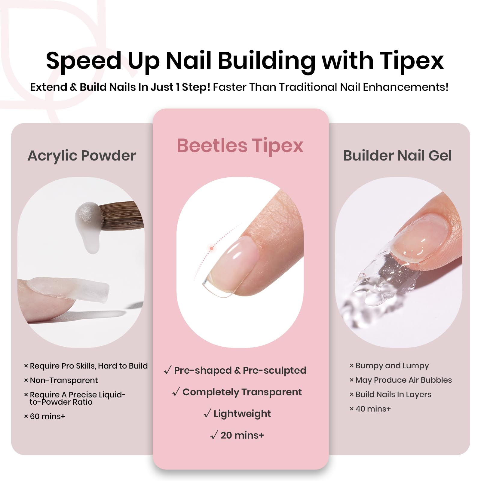Beetles Tipex 16 sizes fit for most nails for natural-looking results