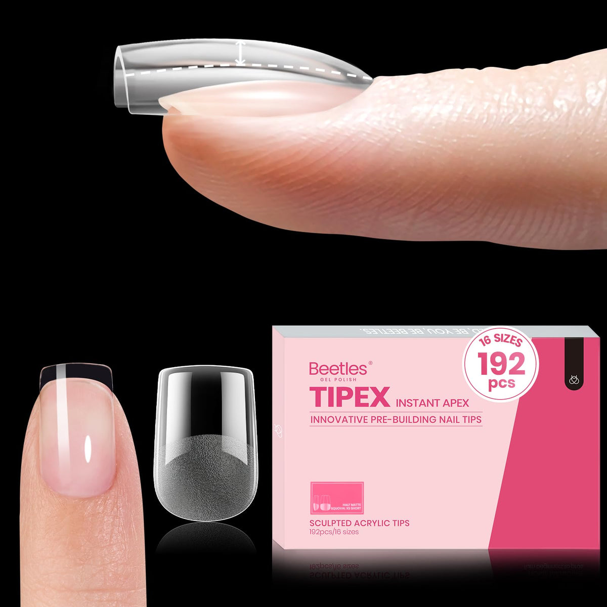 Beetles Tipex instant apex nail tips with built-in apex for long-lasting coverage