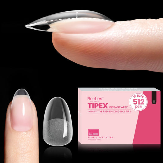 Beetles Tipex Instant Apex nail tips in short oval shape for a seamless, strong extension.