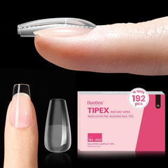 Beetles Tipex short coffin tips with instant apex for strong, salon-quality nails