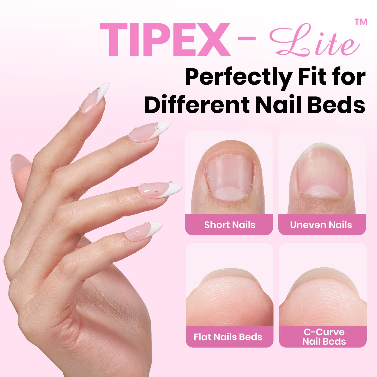 Beetles Tipex Lite almond medium tips with built apex for instant strength