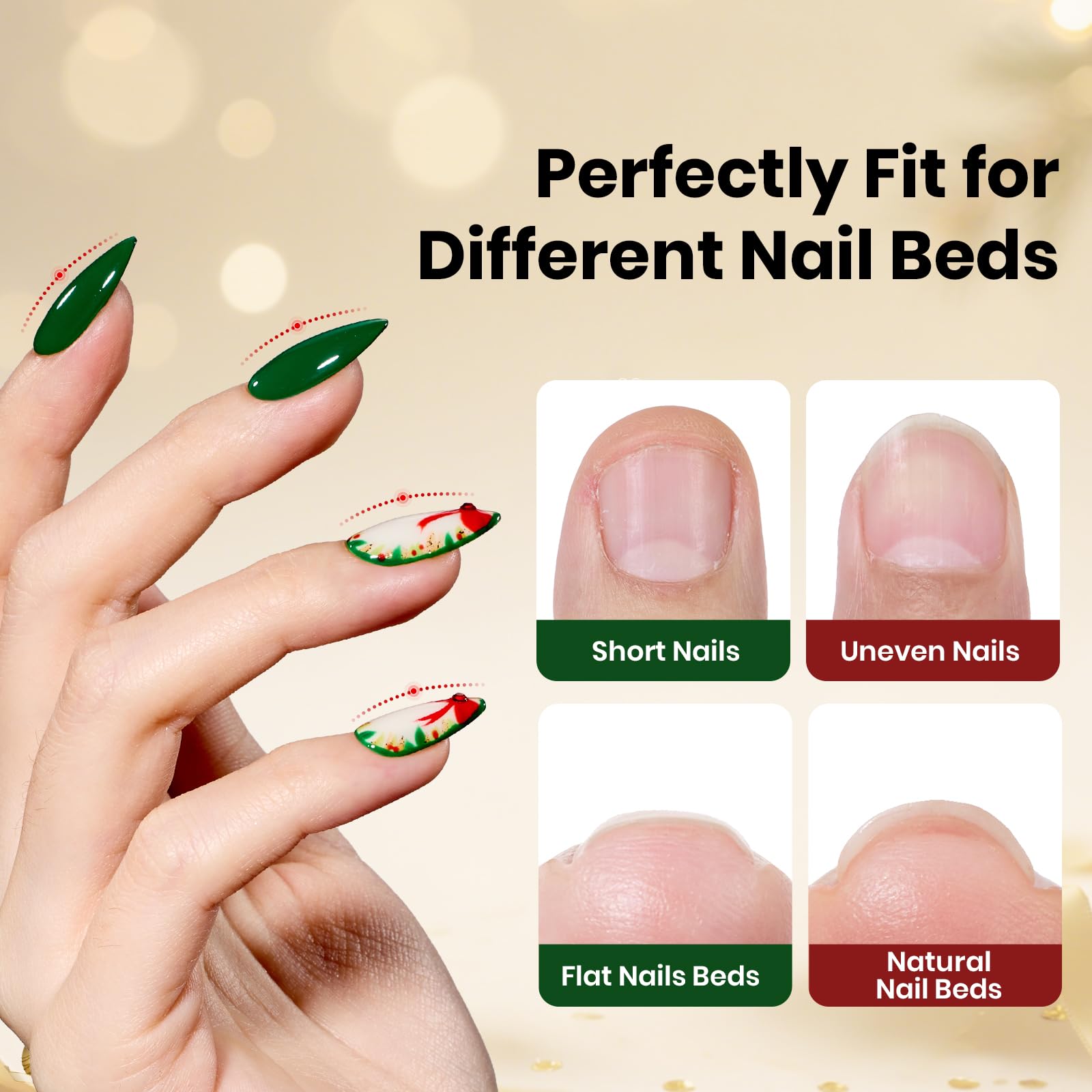 Beetles Tipex Lite Almond Medium tips fit flat nails