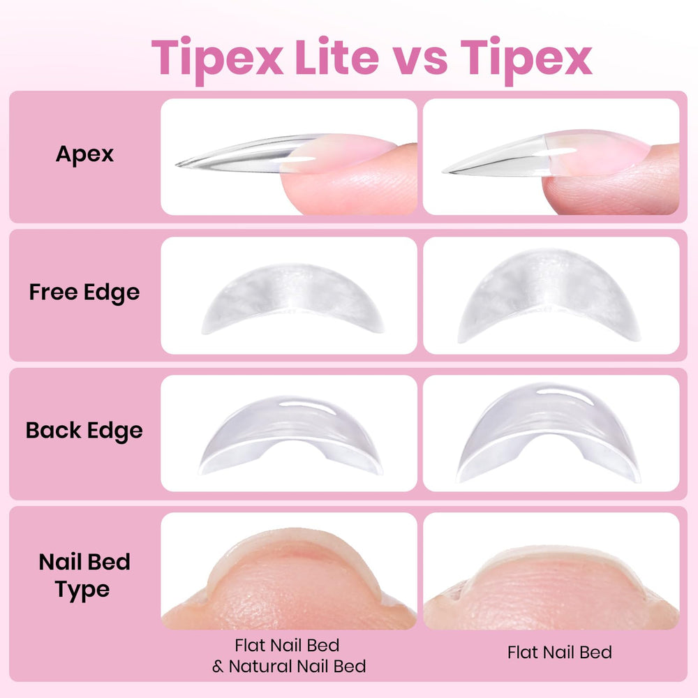 Beetles Tipex Lite Apex tips enable easy at-home application.