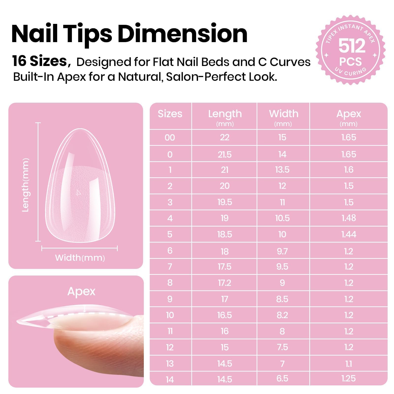 Beetles Tipex Lite durable tip supports long-lasting press-on wear