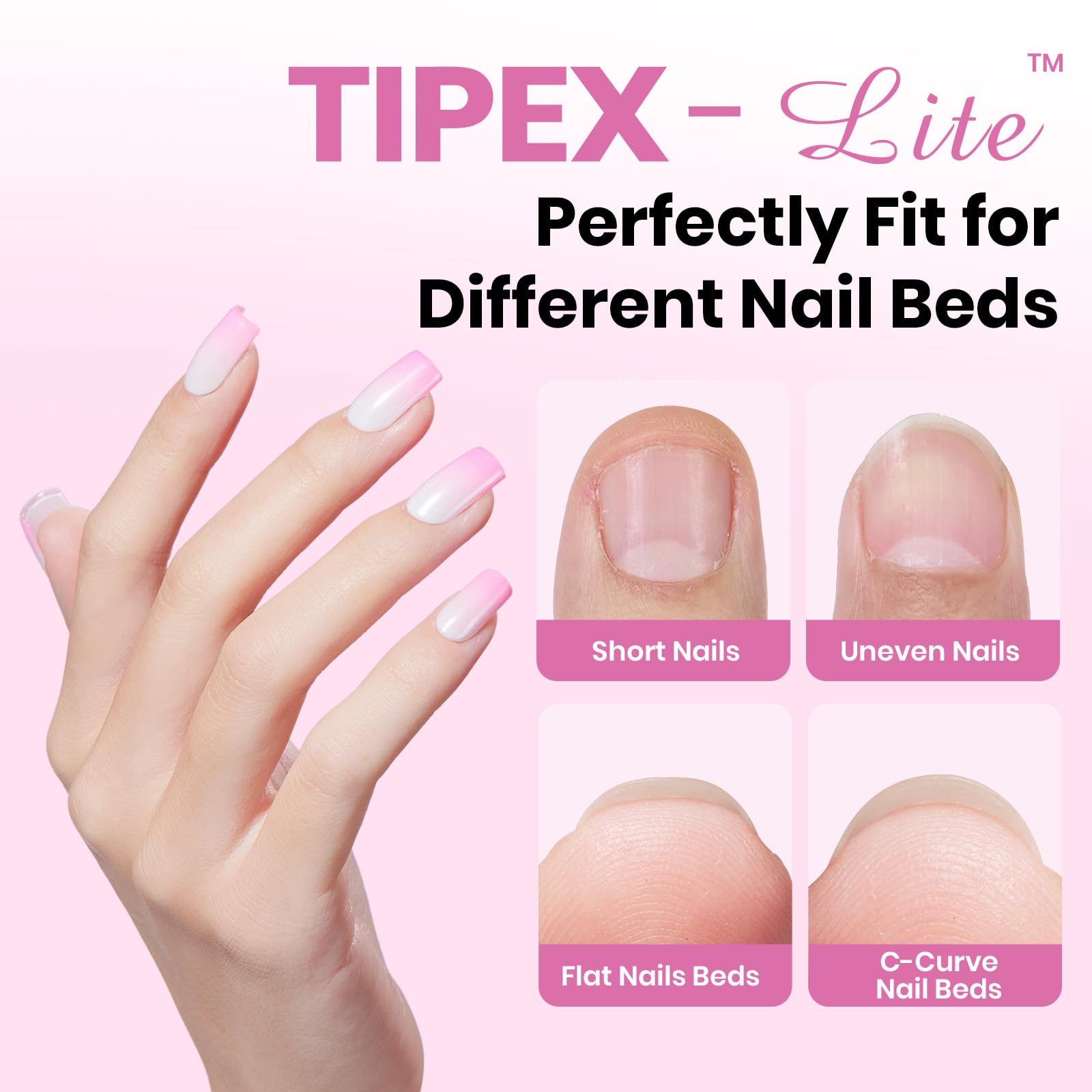 Beetles Tipex Lite natural-fit nails tips blending with natural nails