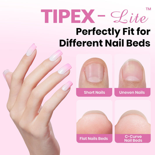 Beetles Tipex Lite natural-fit nails tips blending with natural nails