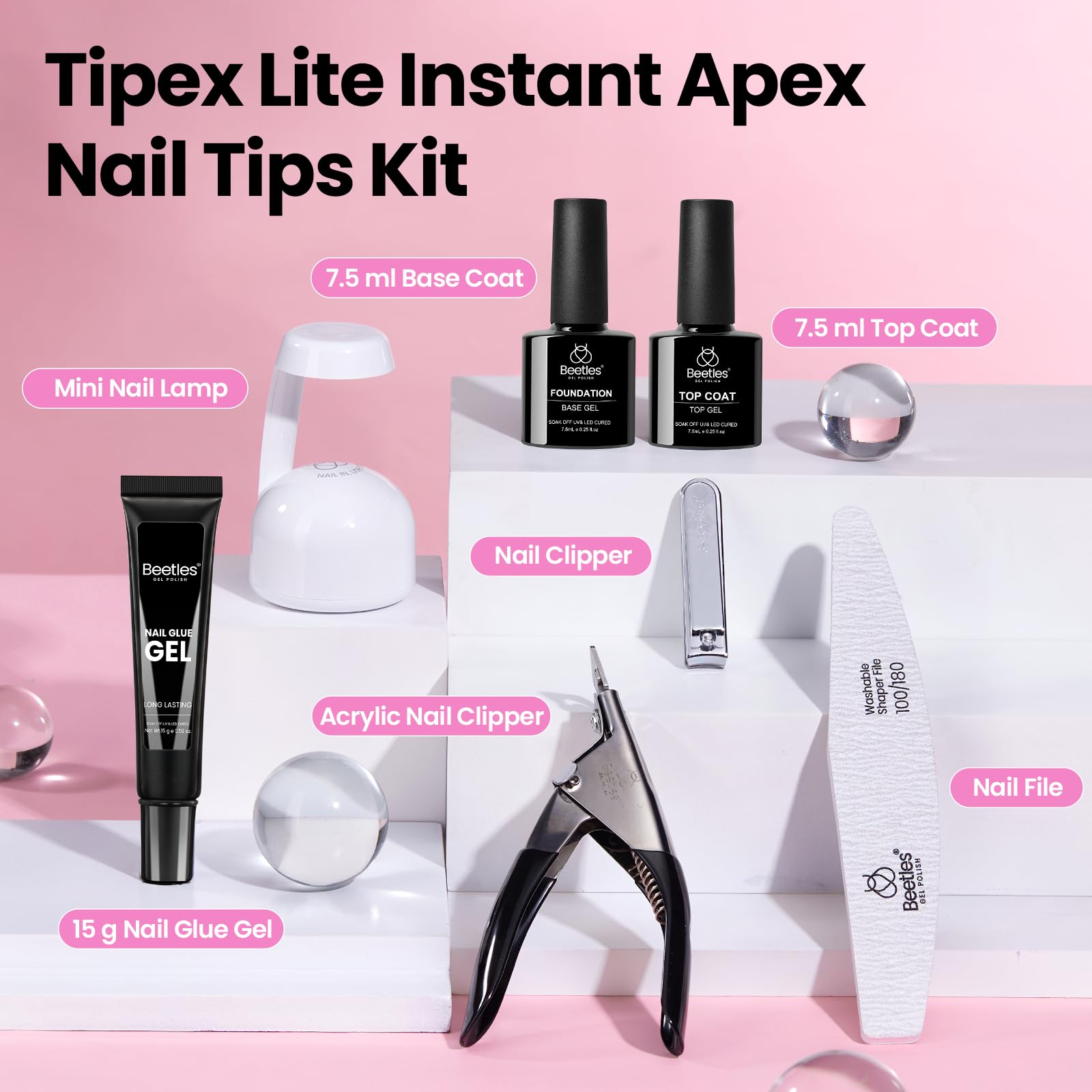 Beetles Tipex Lite pre-etched tips for easy application.