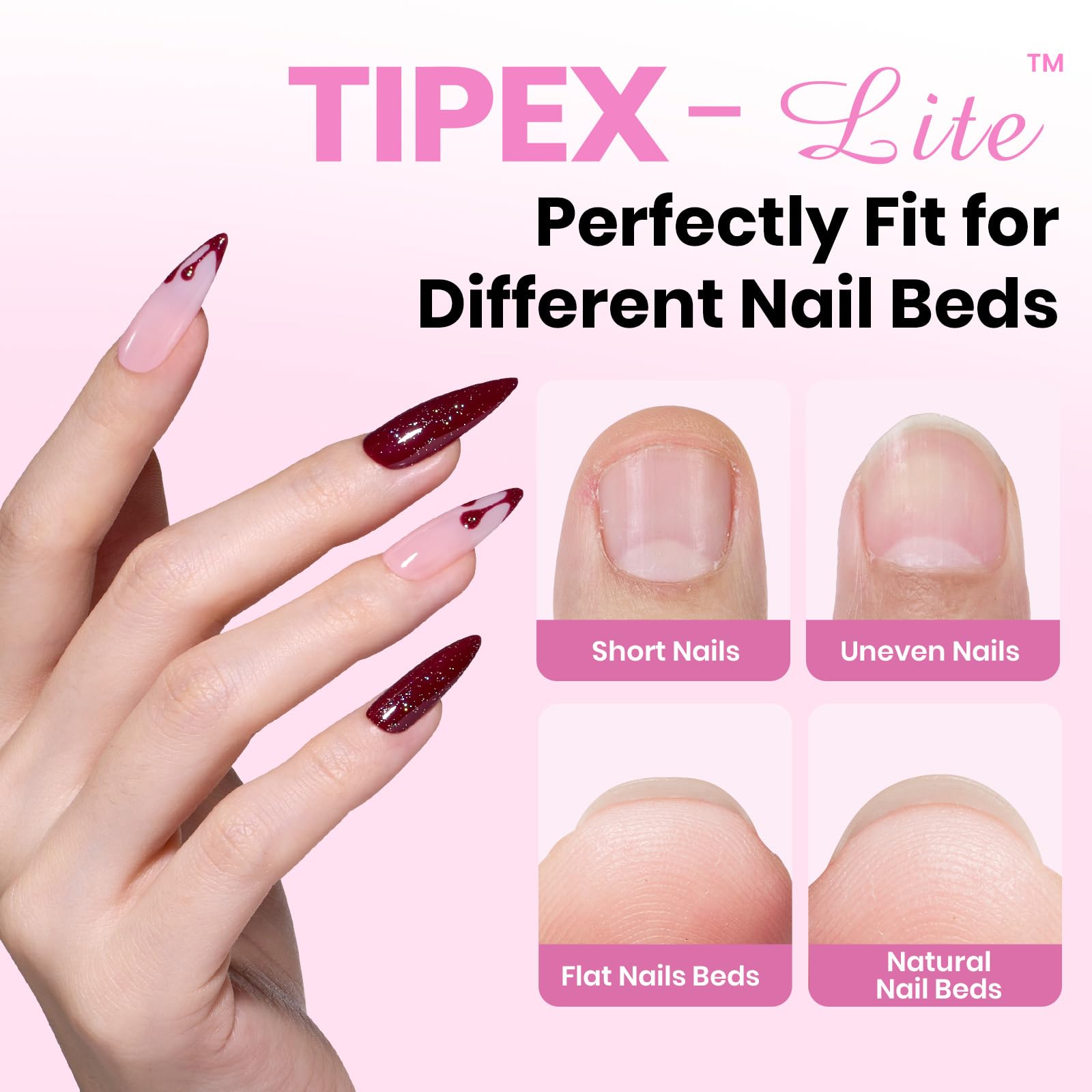 Beetles Tipex Lite stiletto medium tips designed for a chic, durable look