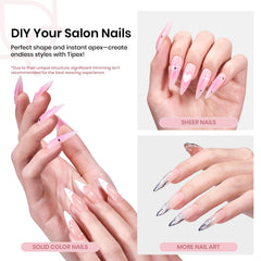 Beetles Tipex long stiletto full-cover tips with half-matte finish.