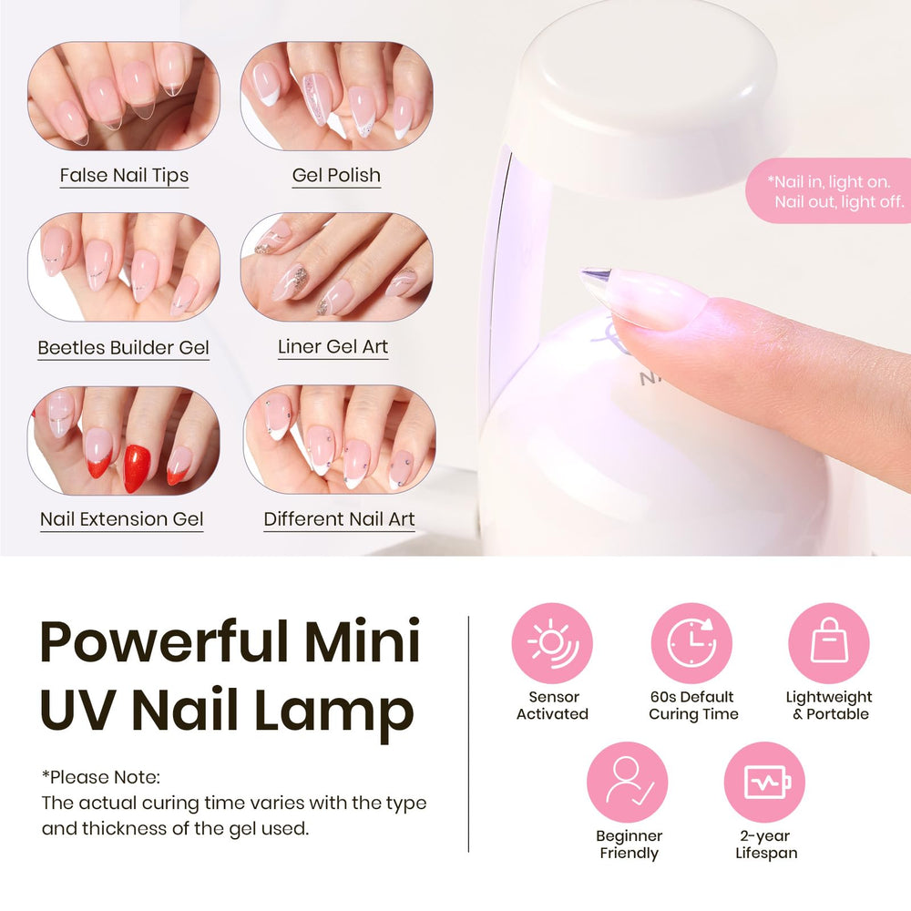 Beetles Tipex mini UV lamp delivers quick cure at home.