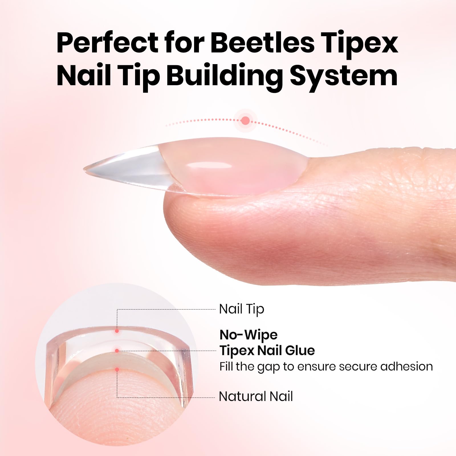 Beetles Tipex Nail Glue Gel consistency closeup shows smooth self-leveling coverage