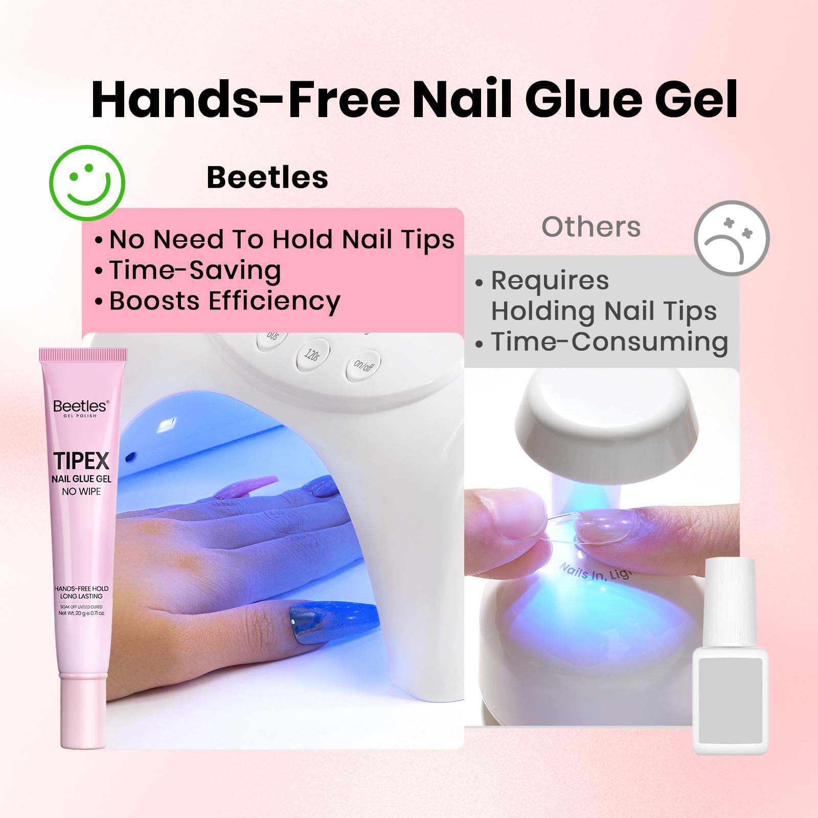 Beetles Tipex Nail Glue Gel fills gaps on flat nails for steadier tip fit