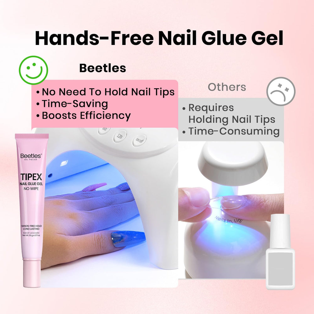 Beetles Tipex Nail Glue Gel fills gaps on flat nails for steadier tip fit