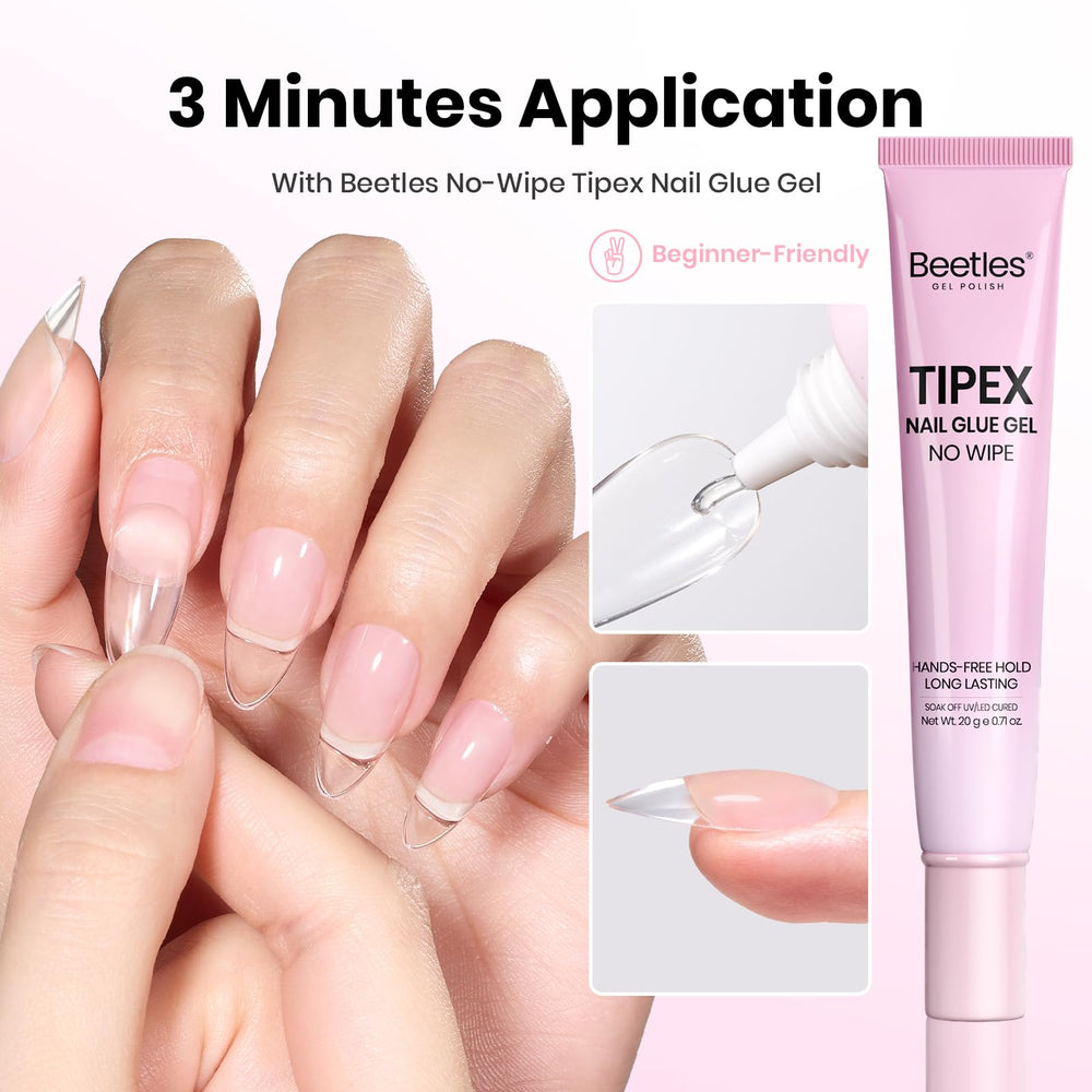 Beetles Tipex Nail Glue Gel guides tip placement for precise application