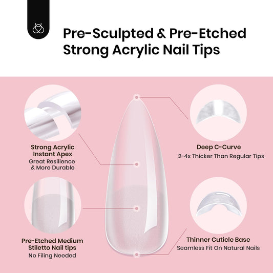 Beetles Tipex pre-etched tips designed for flat nails for quicker, cleaner applications.