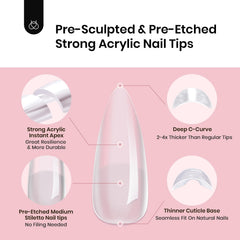 Beetles Tipex pre-etched tips designed for flat nails for quicker, cleaner applications.