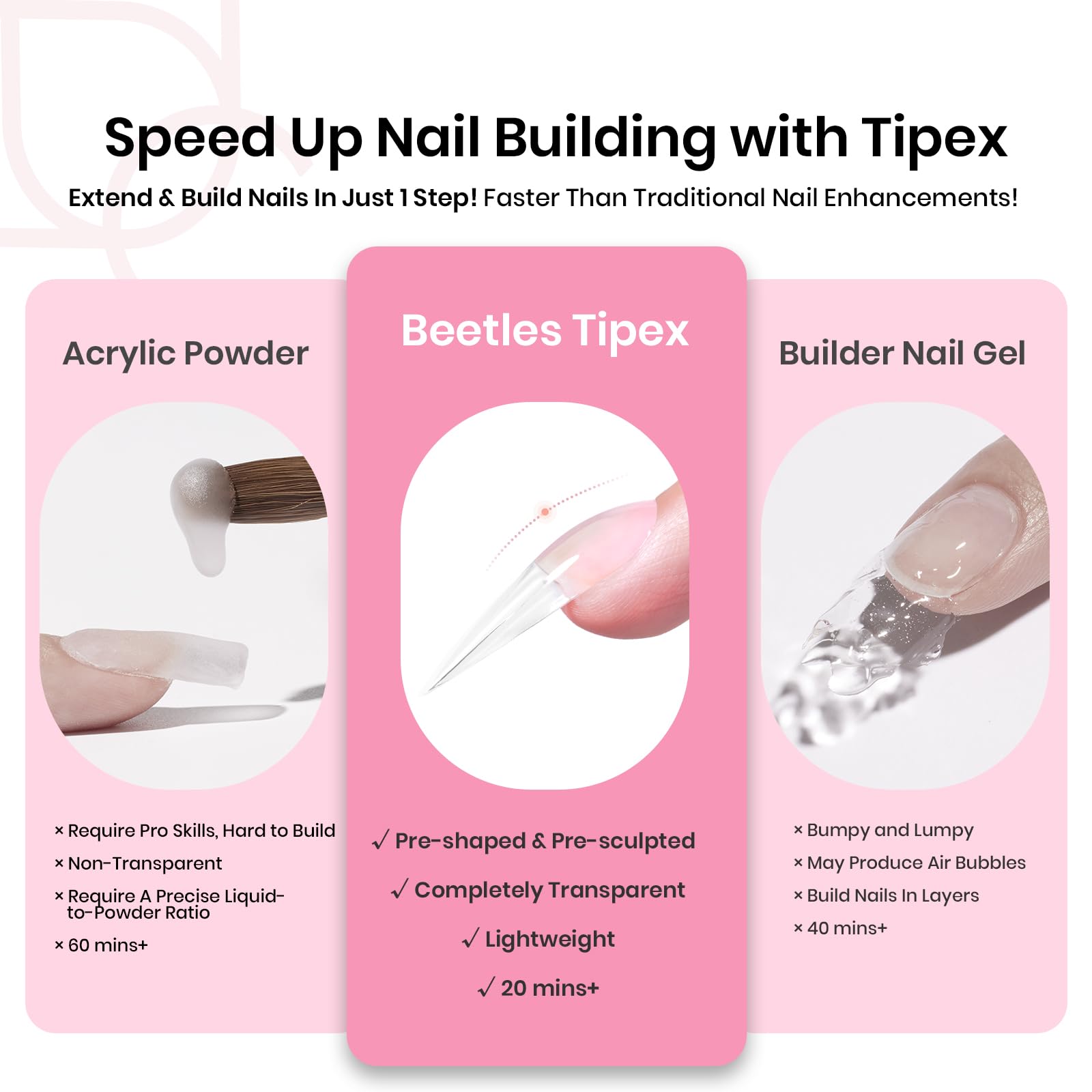 Beetles Tipex solid nail glue gel for mess-free application and secure adhesion.