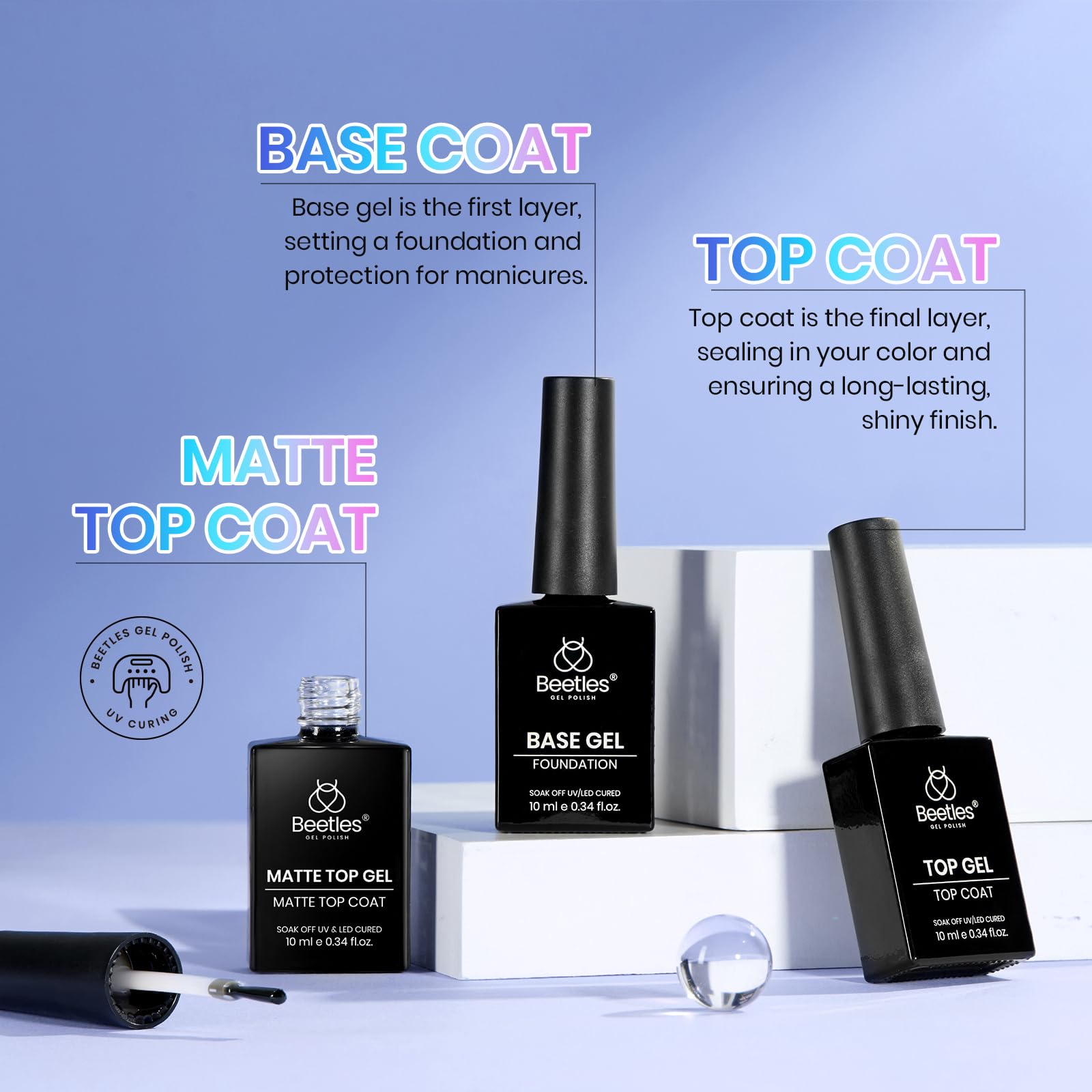 Beetles top coat matte finish creates a chic, velvety look.