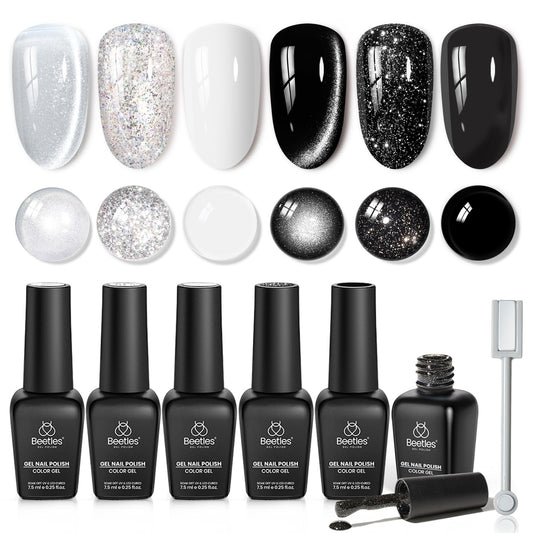 Beetles Twilight Gleam six-color gel polish packshot showing chic manicure potential