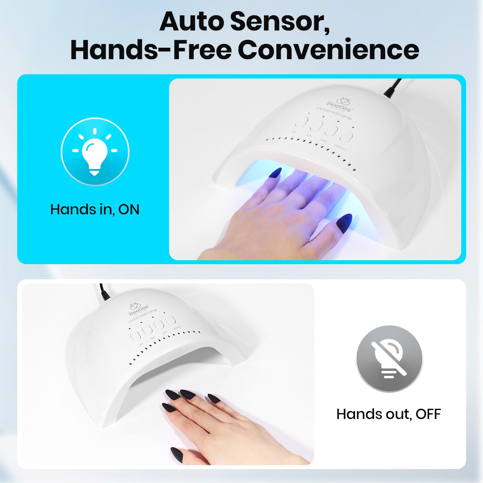 Beetles UV Nail Lamp pedicure-ready angle for DIY home pedicures