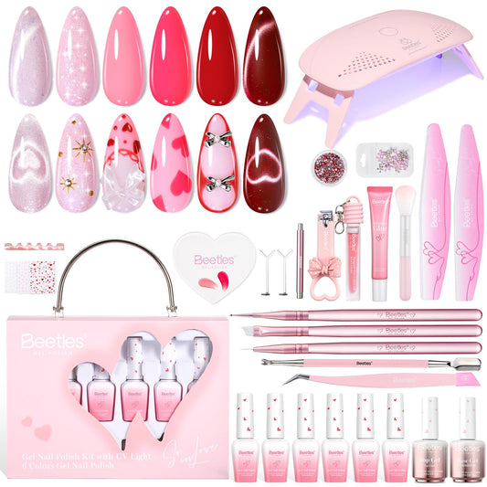 Beetles Valentine gel nail kit box for at-home manicure with all tools