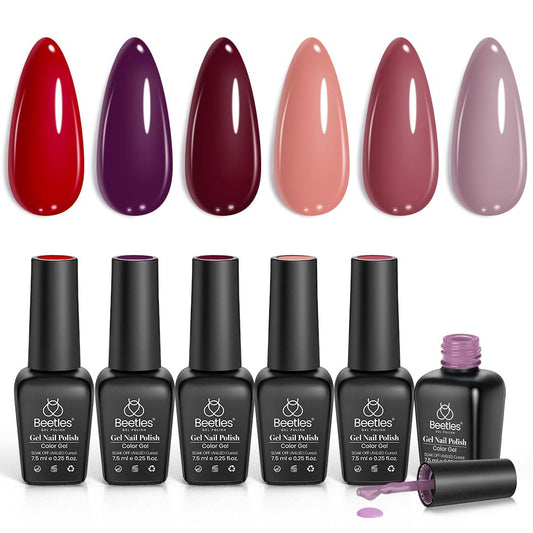 Beetles Valentines gel polish set Burgundy swatches for versatile, elegant nails.