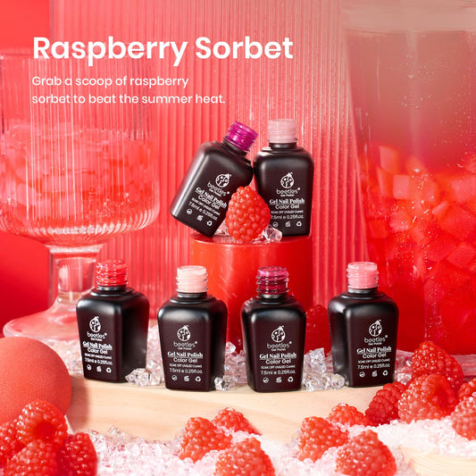 Beetles Valentines gel polish set Red and purple shades for chic looks.