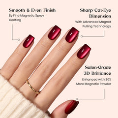 Beetles X Press Cat Eye Nails blue shimmer on hand for salon-quality quick wear.