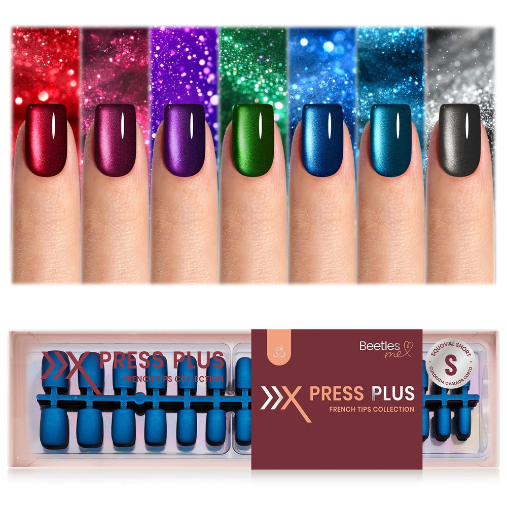 Beetles X Press Cat Eye Nails red shimmer close-up for bold, lasting glamour.