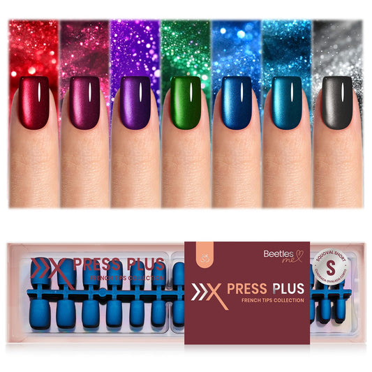 Beetles X Press Cat Eye Nails red shimmer close-up for bold, lasting glamour.