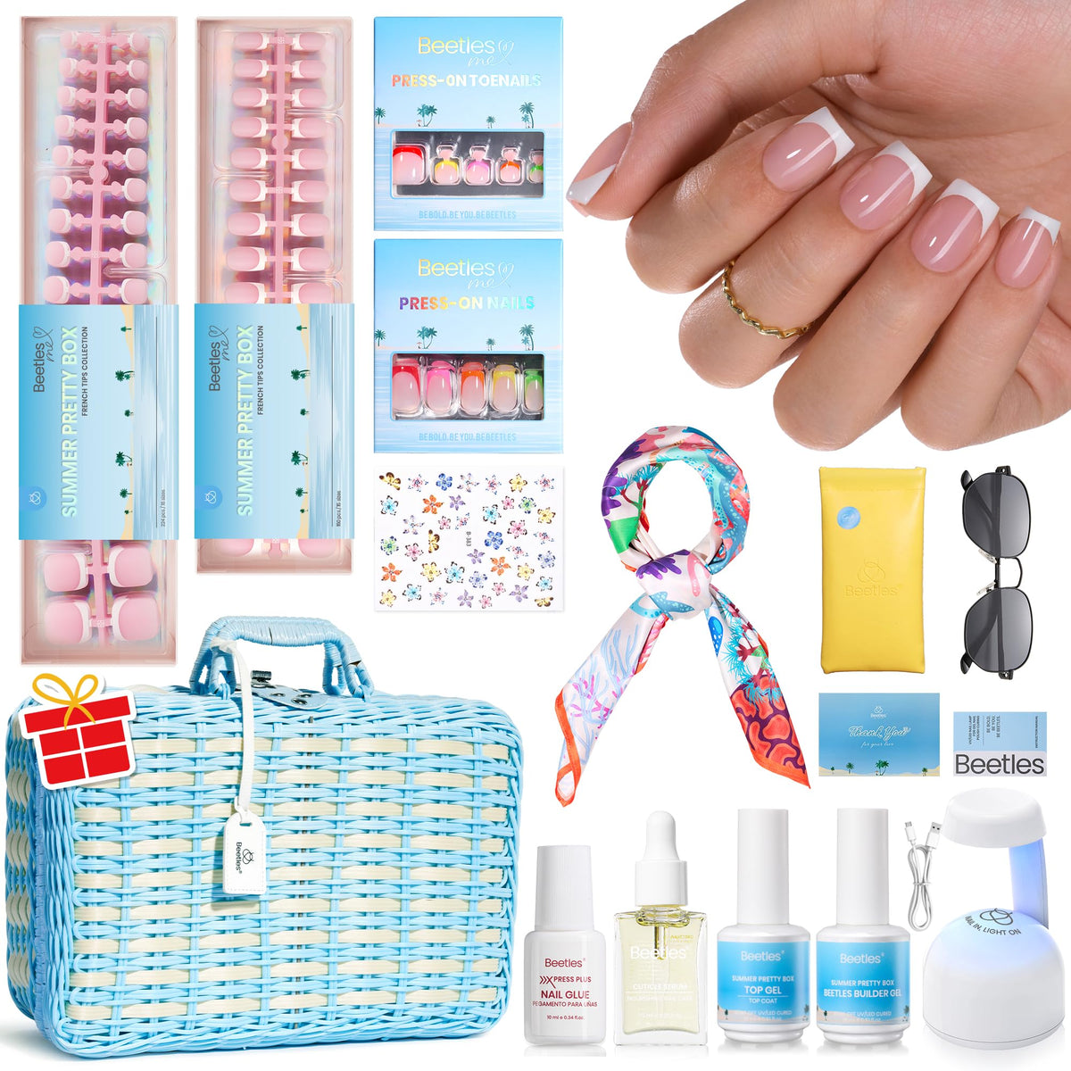Beetles X Press Plus Summer kit with prep tools for at-home mani-pedi