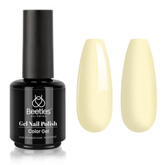 Beetles Lemon Cheese gel polish bottle in pastel yellow for spring nails