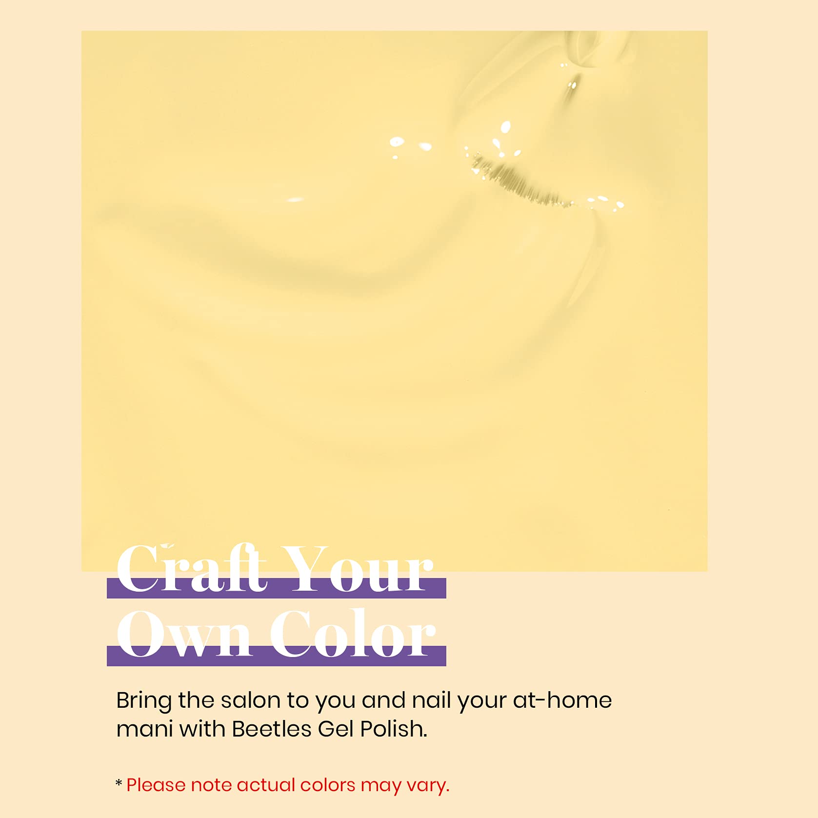 Beetles Yellow Gel Polish Lemon Chiffon swatches displaying pastel manicure potential
