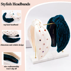 BEGOOD velvet-headband-top-knot-green-leaf design adds natural accent.