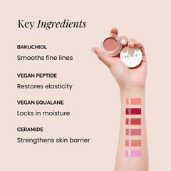 Fingertip application of BEIGIC balm for even color distribution