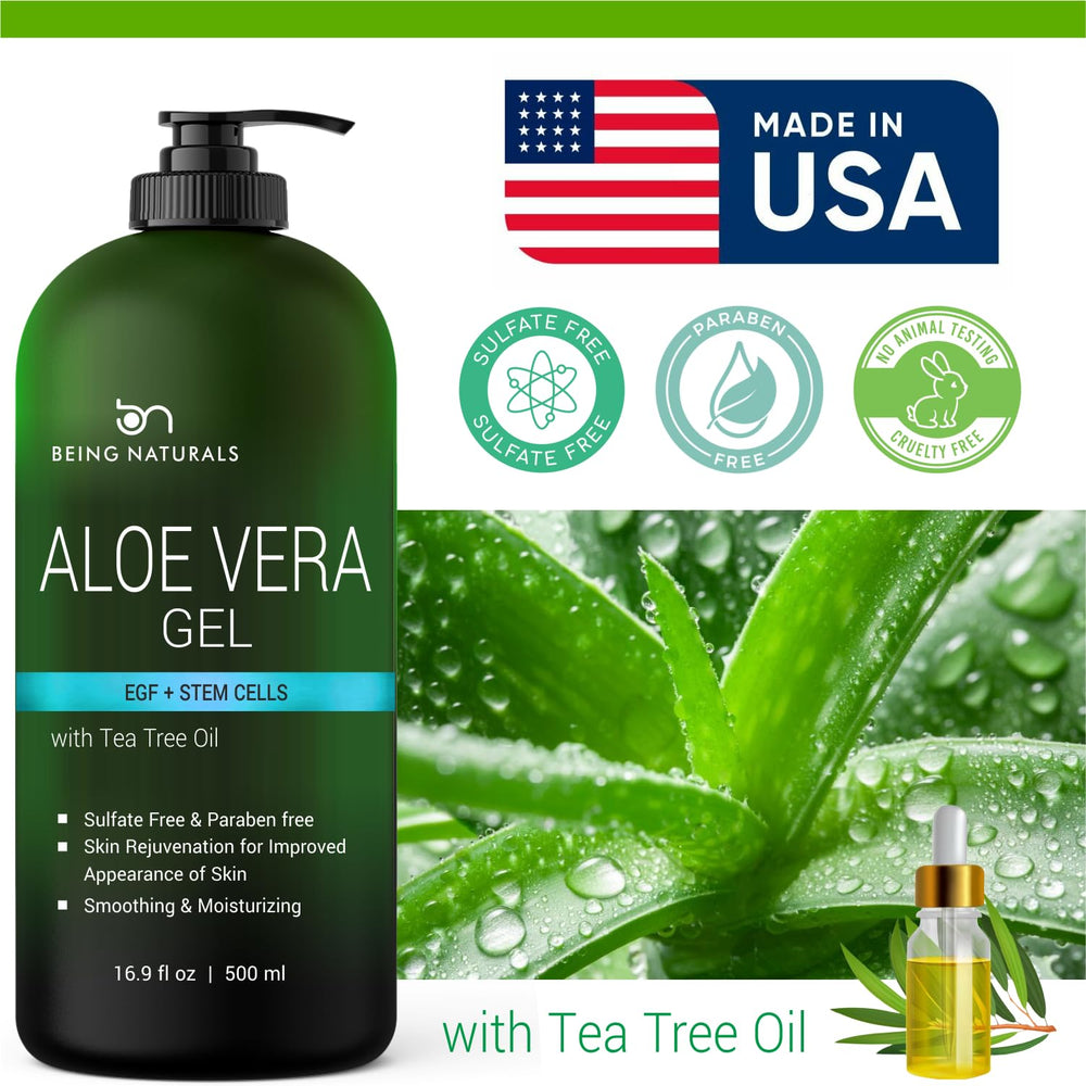 Being Naturals Aloe Vera Gel being applied to skin on hand for soothing hydration