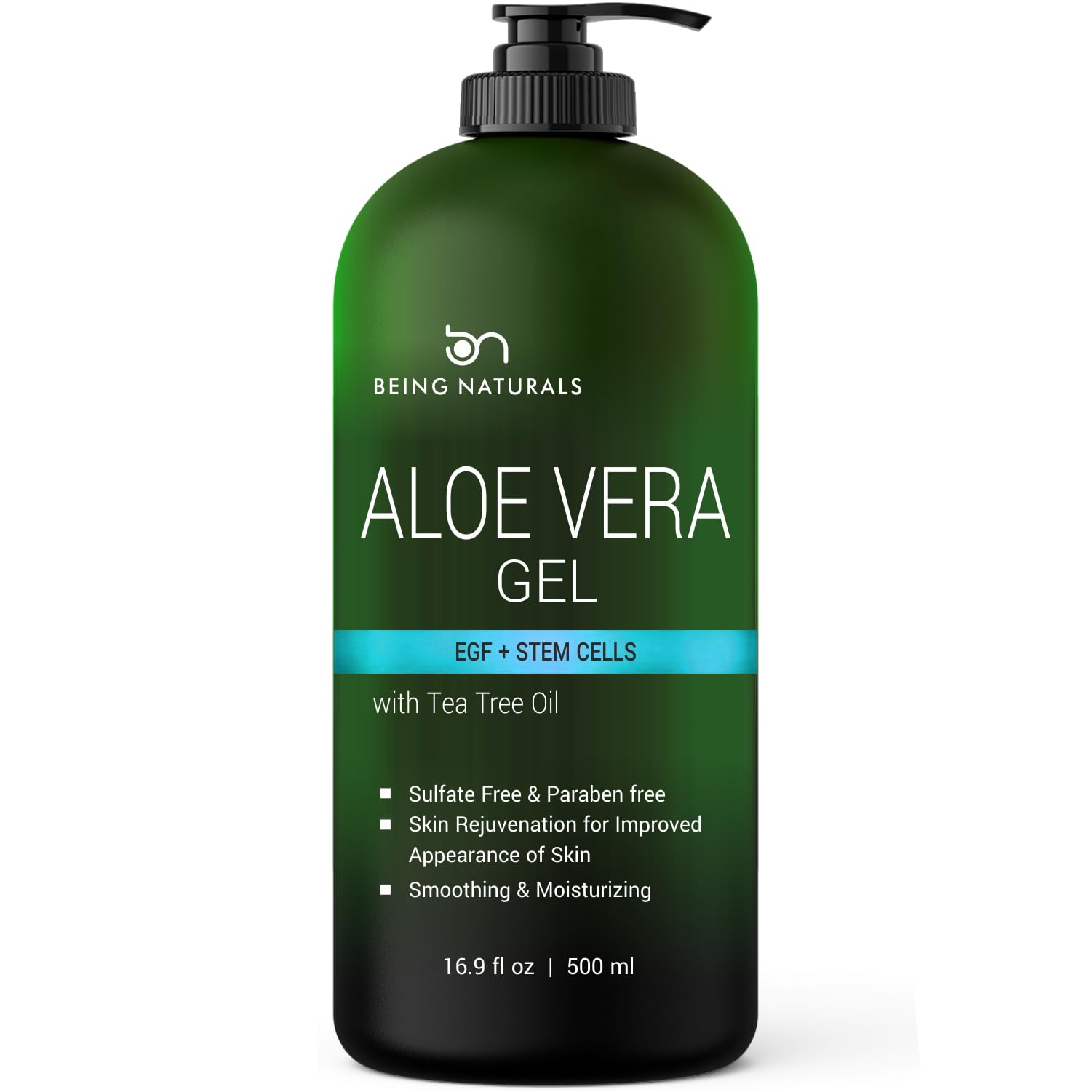 Being Naturals Aloe Vera Gel bottle front for lightweight hydration on face and body