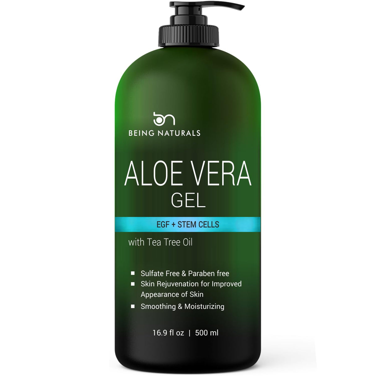 Being Naturals Aloe Vera Gel bottle front for lightweight hydration on face and body