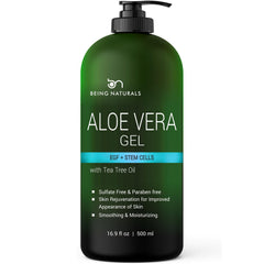 Being Naturals Aloe Vera Gel bottle front for lightweight hydration on face and body