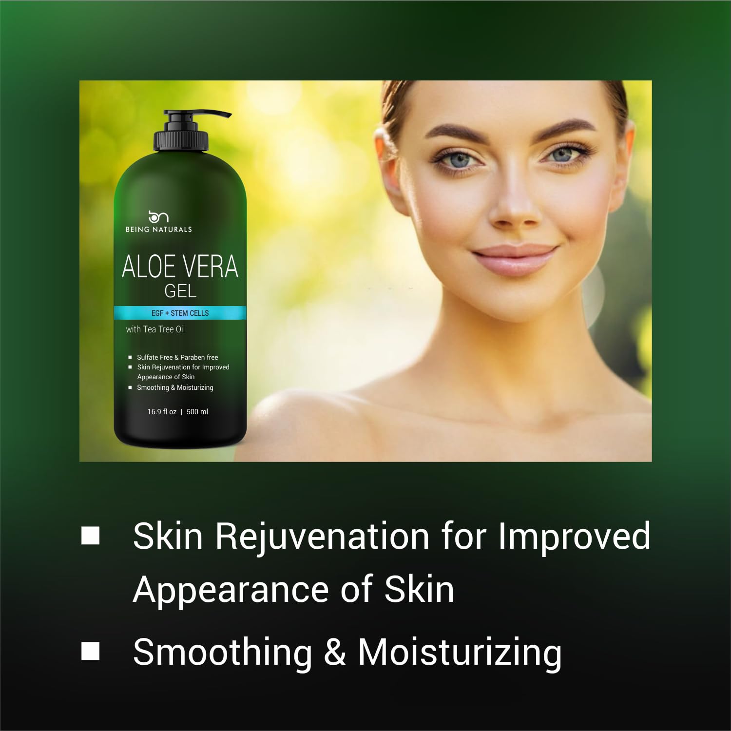 Being Naturals Aloe Vera Gel rosemary oil drop highlights refreshing scent for the skin