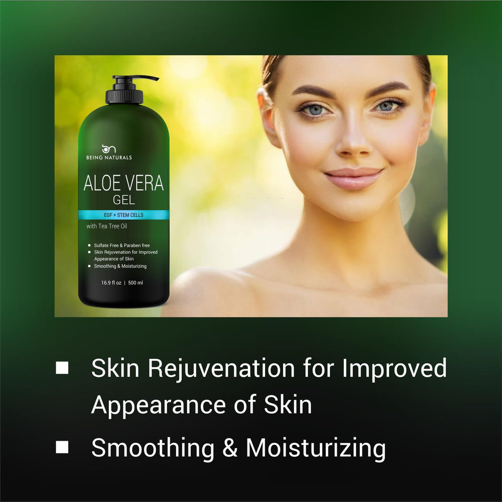 Being Naturals Aloe Vera Gel rosemary oil drop highlights refreshing scent for the skin