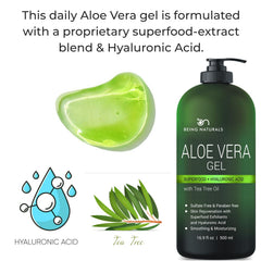 Being Naturals Aloe Vera Gel USA-made label ensures domestic production quality.