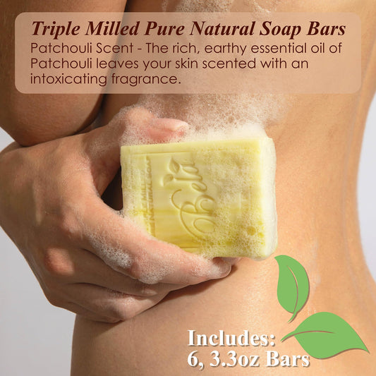 BELA Patchouli Soap six-pack wrapped bars for gifting and luxury.