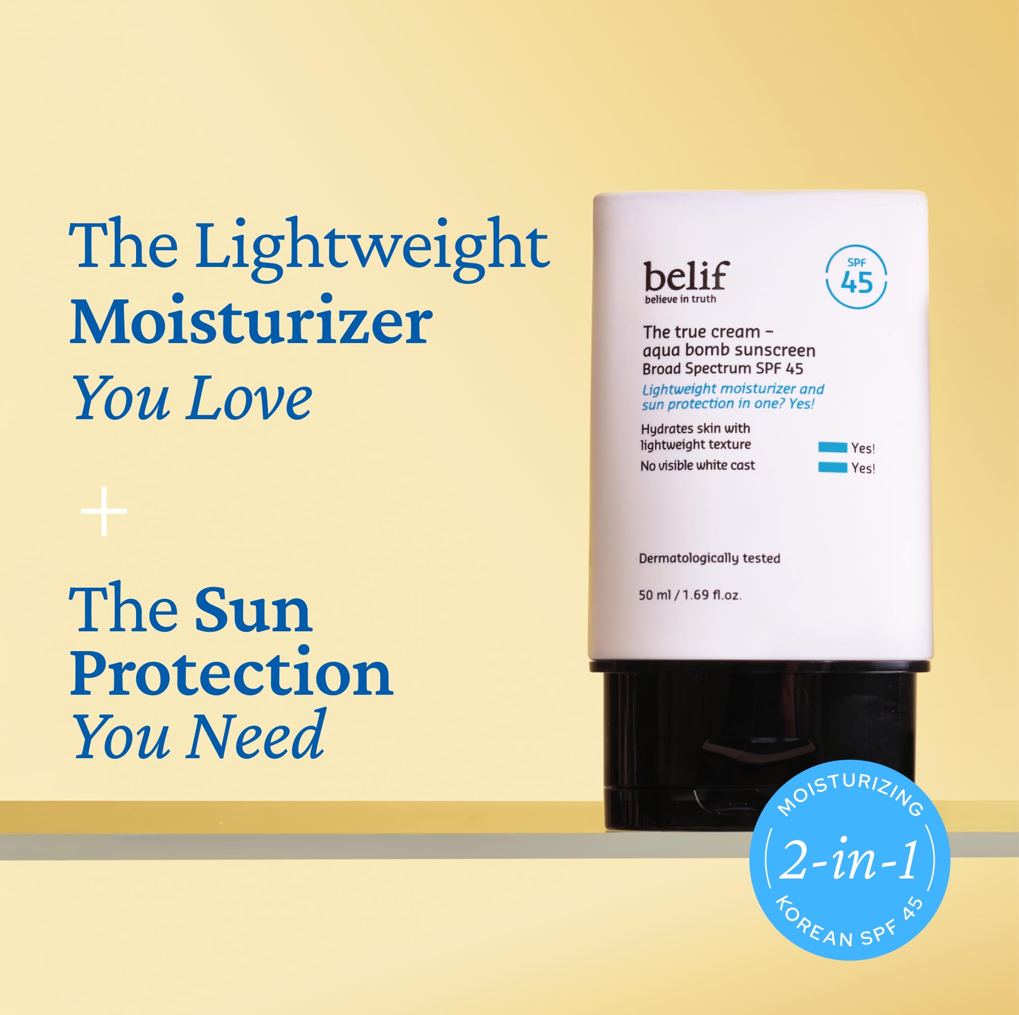 Belif Aqua Bomb niacinamide hydration-boost highlights moisturized, comfortable skin.