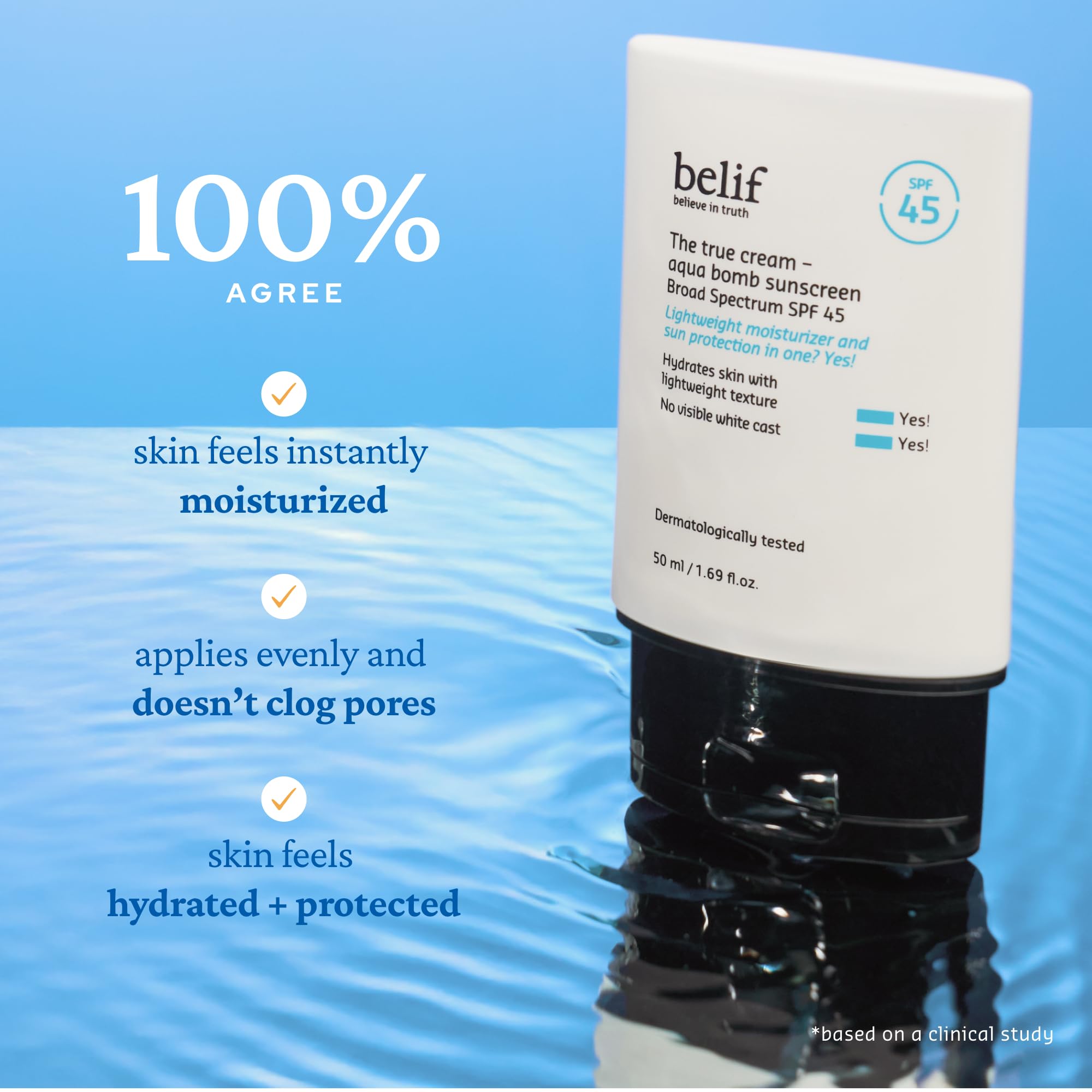 Belif Aqua Bomb noni-extract supports nourished, balanced skin texture.