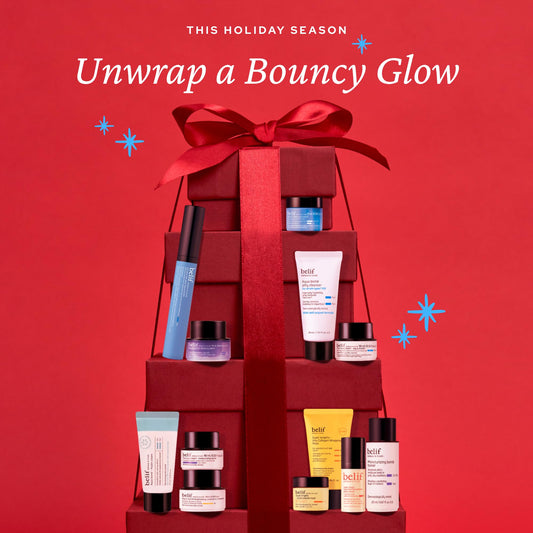 belif advent calendar doors reveal daily skincare treasures for hydrated skin.