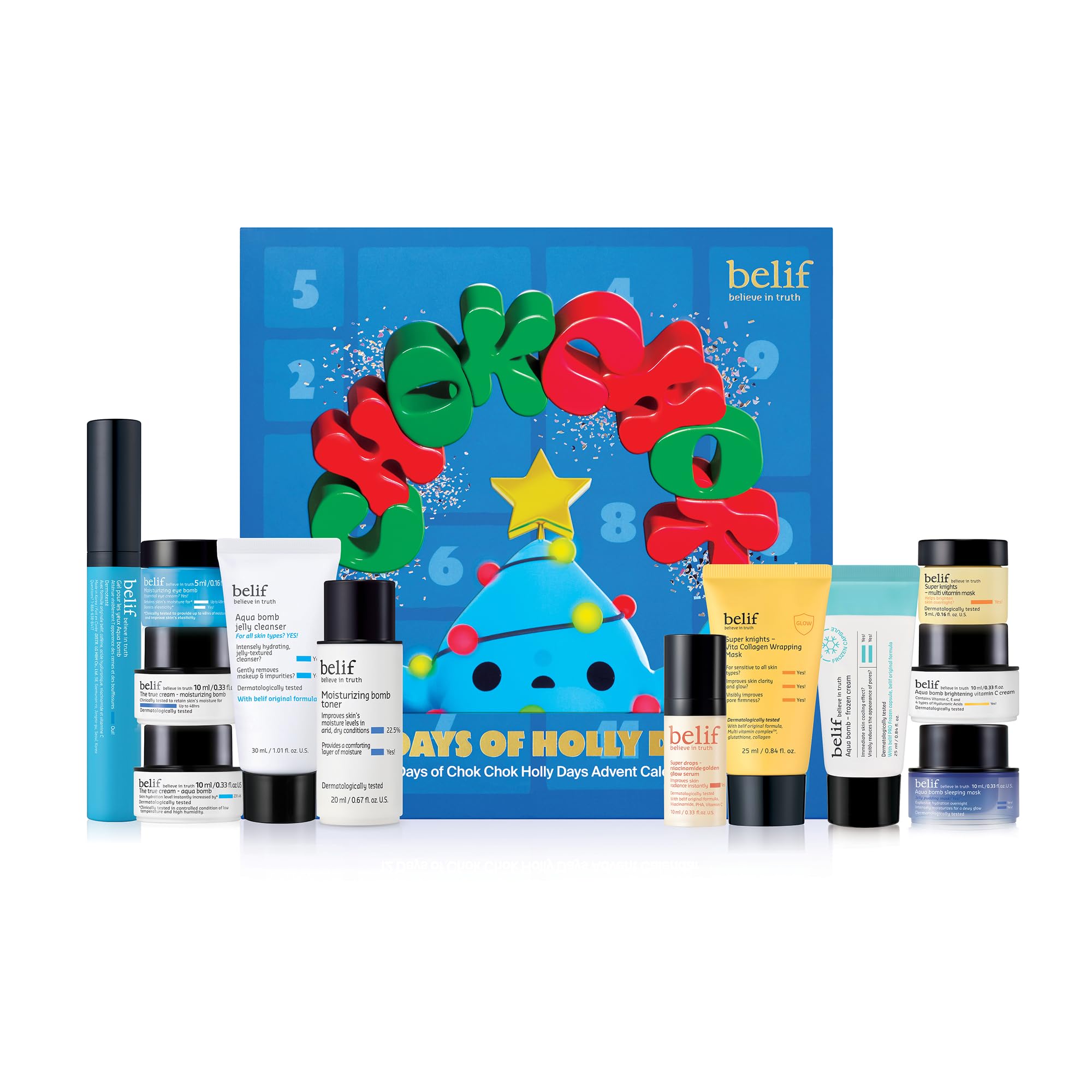 belif Chok Chok Holly Day Advent Calendar box, gift-ready holiday packaging.